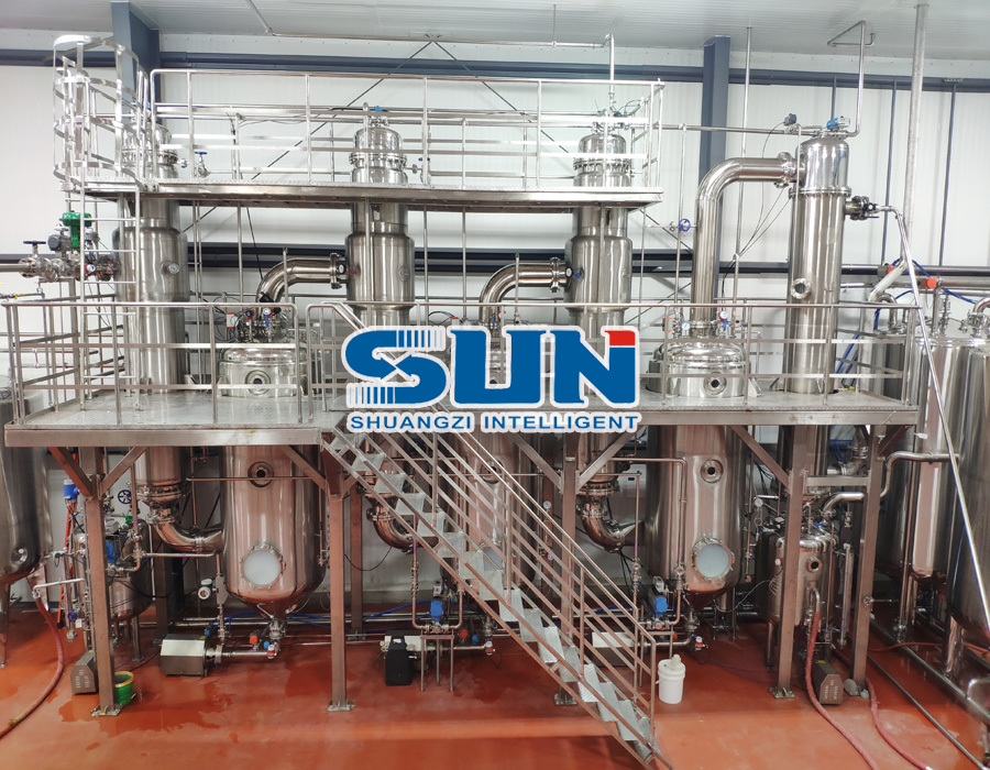 Equipo de concentración de evaporador de película de tres efectos de eficiencia energética